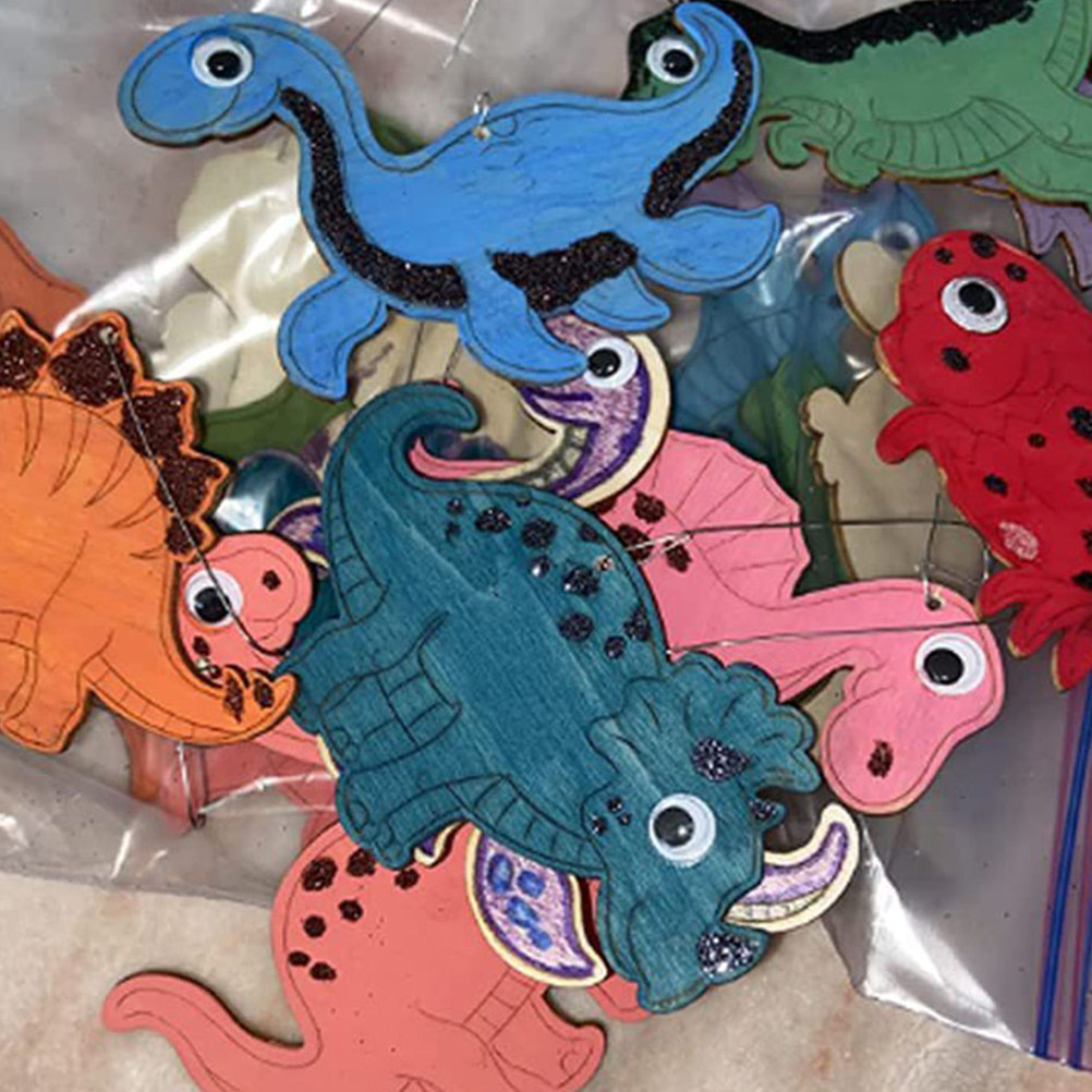 Art Craft Dinosaurs - 8Pcs Dinosaur Wood Pieces DIY Crafts