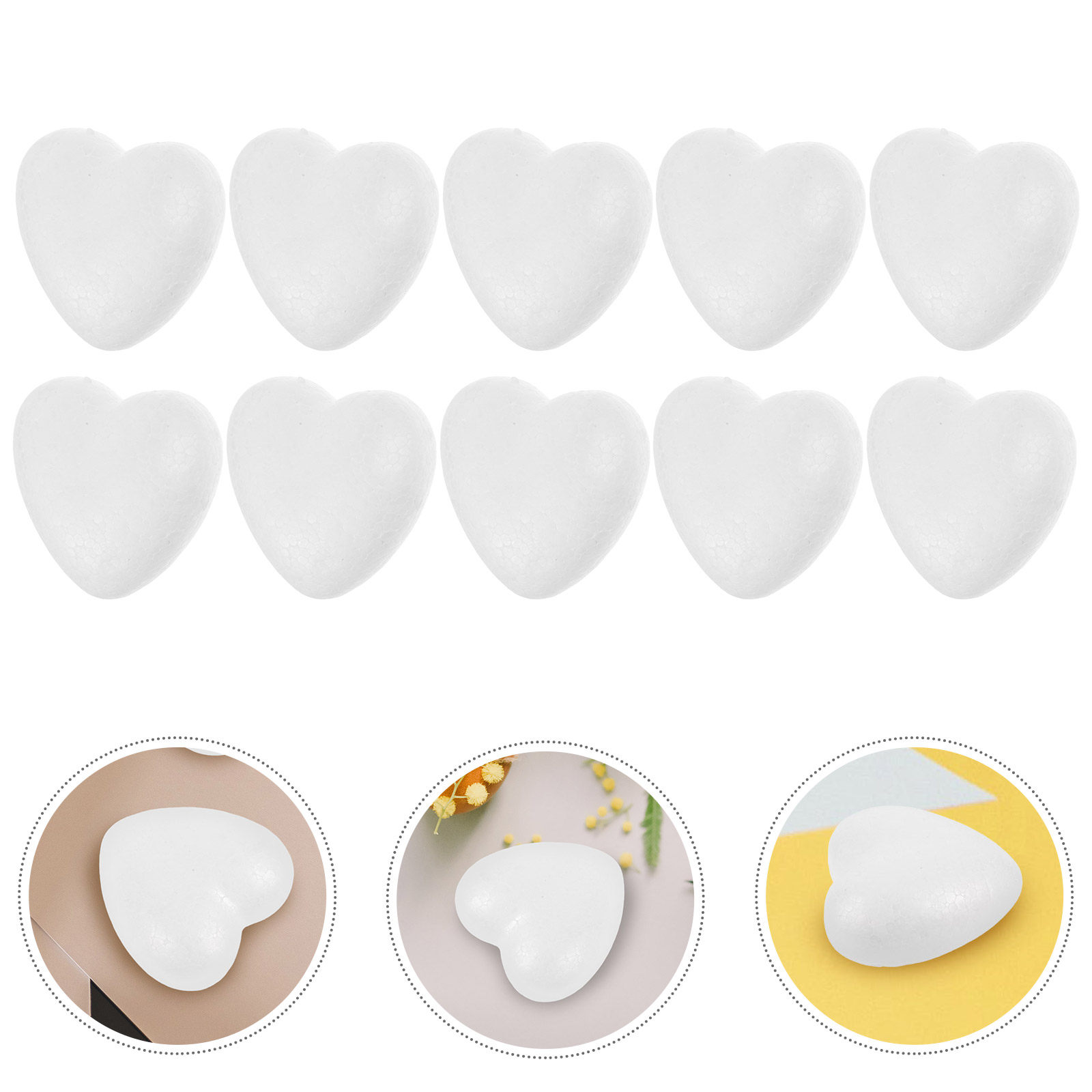 Art And Craft Valentine - 10Pcs Heart Shaped Polystyrene Foam Hearts