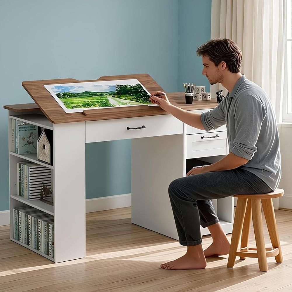 Art & Craft Kids Salon - Adjustable Desk with Storage and Open