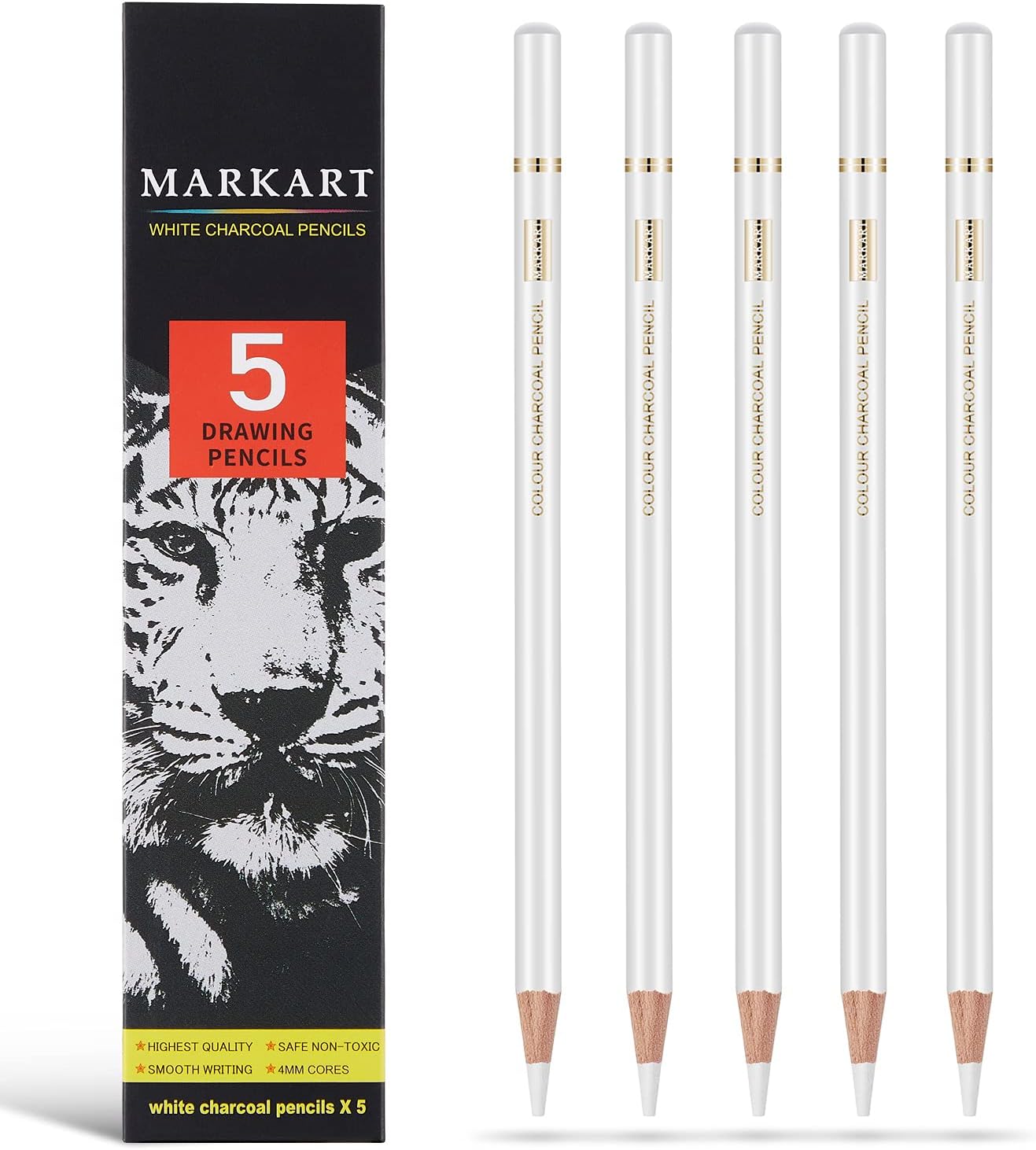 Sketching Charcoal Set - White Charcoal Pencils Set for Drawing,