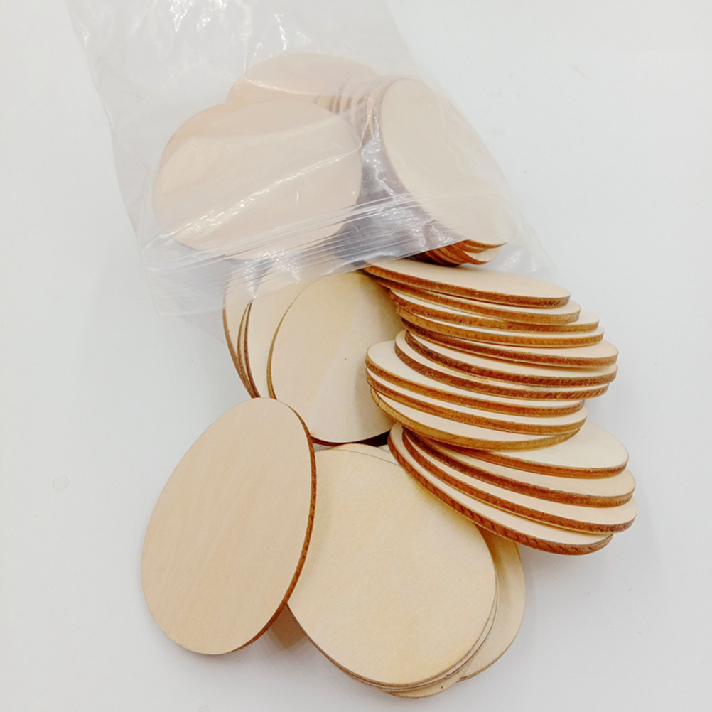 Art And Craft For Nursery - 50Pcs 60Mm Egg Shaped Lime Wood