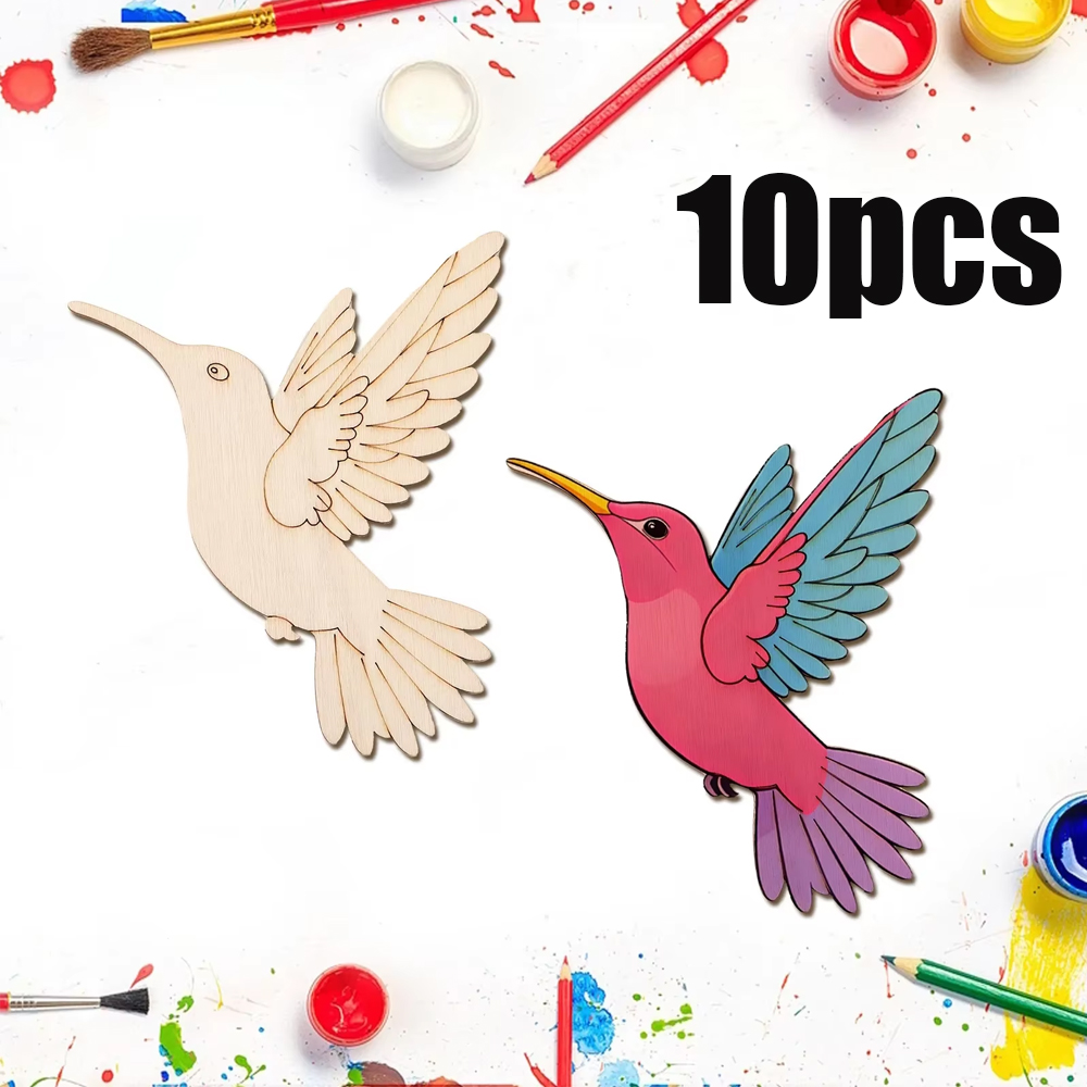 Art & Craft Kids Salon - 10pcs Unfinished Wood Animal Bird Cutouts,Wooden