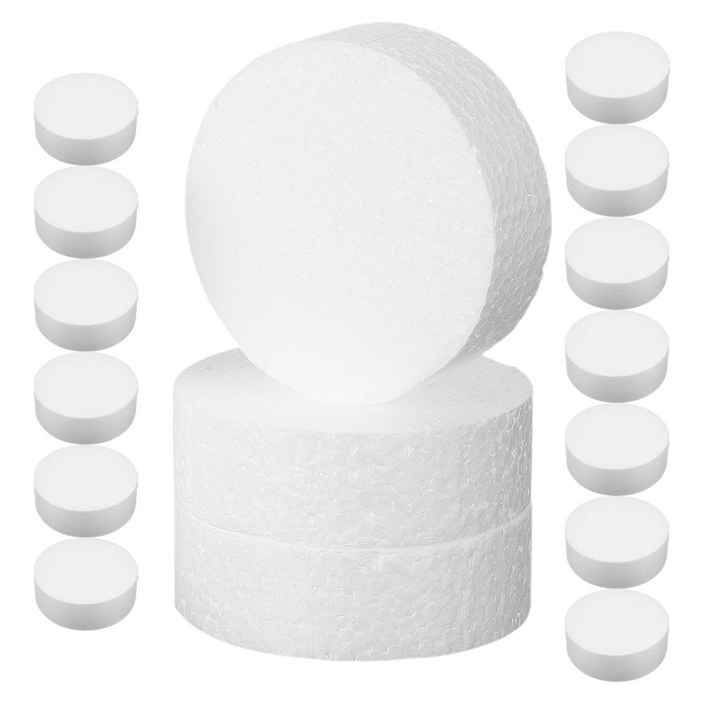 Art Craft Activities - 16Pcs White Round Foam Discs Cylinders