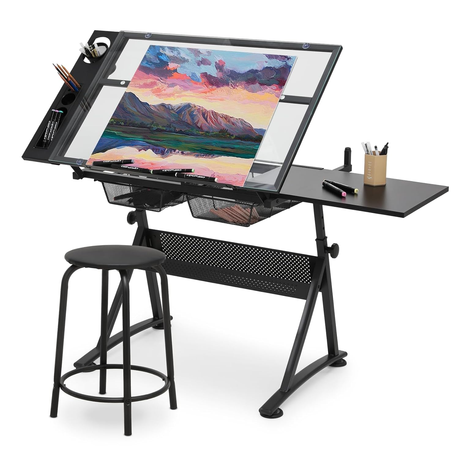Art & Craft Kids Salon - Drafting Table with Height Adjustable Glass