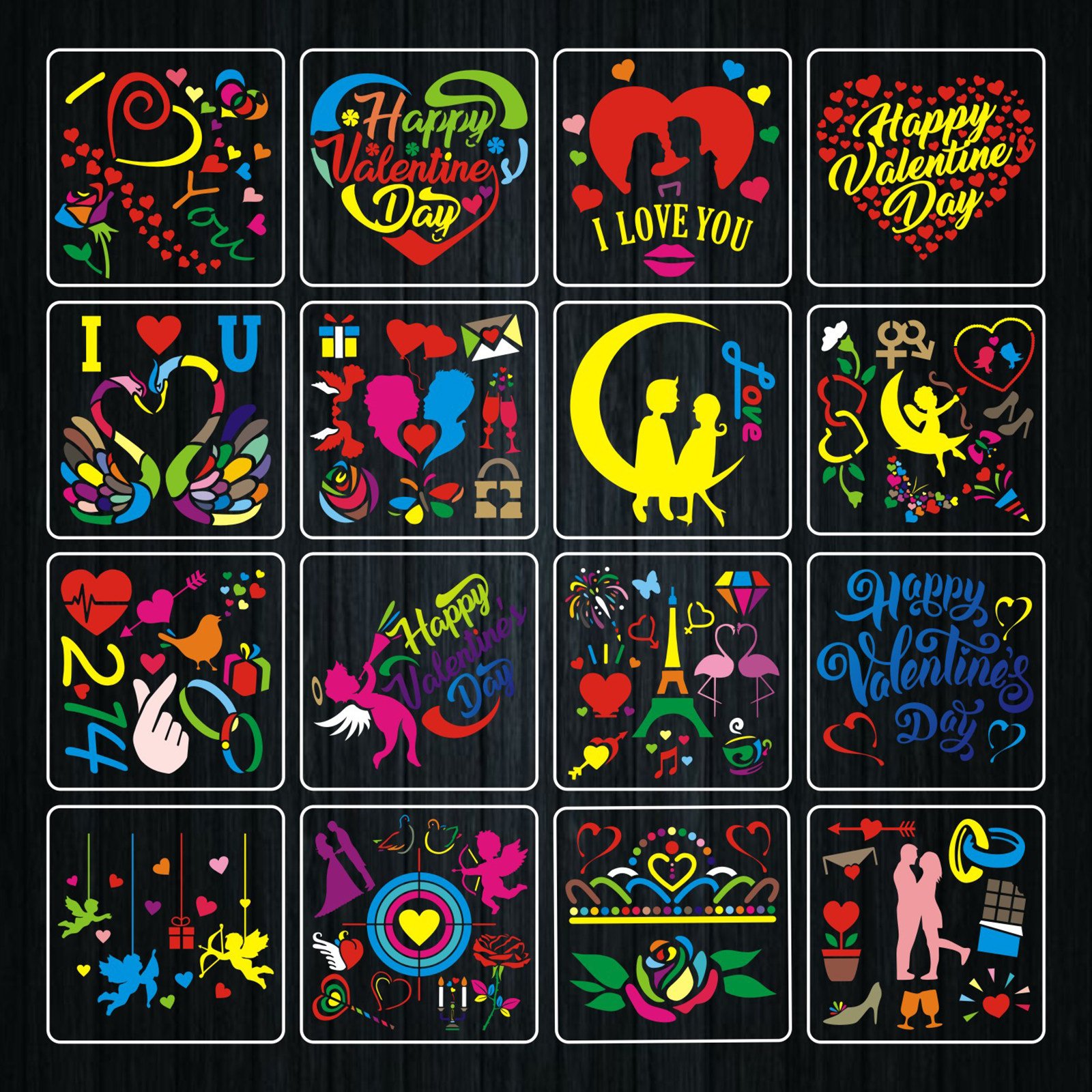 16pcs Valentine Templates Pain - Art And Craft Valentine review and price