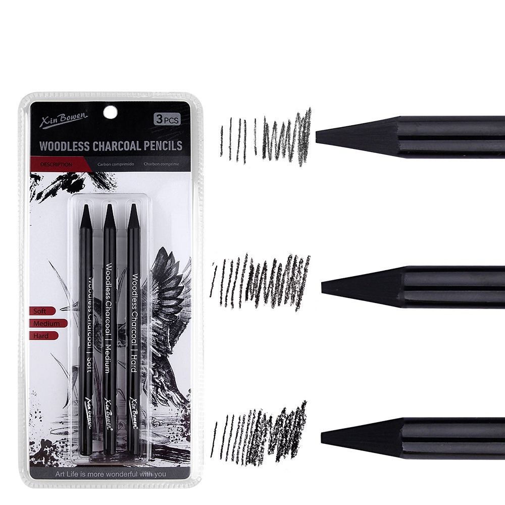 3Pcs Soft/Medium/Hard Charcoal - Sketching Charcoal Set review and price