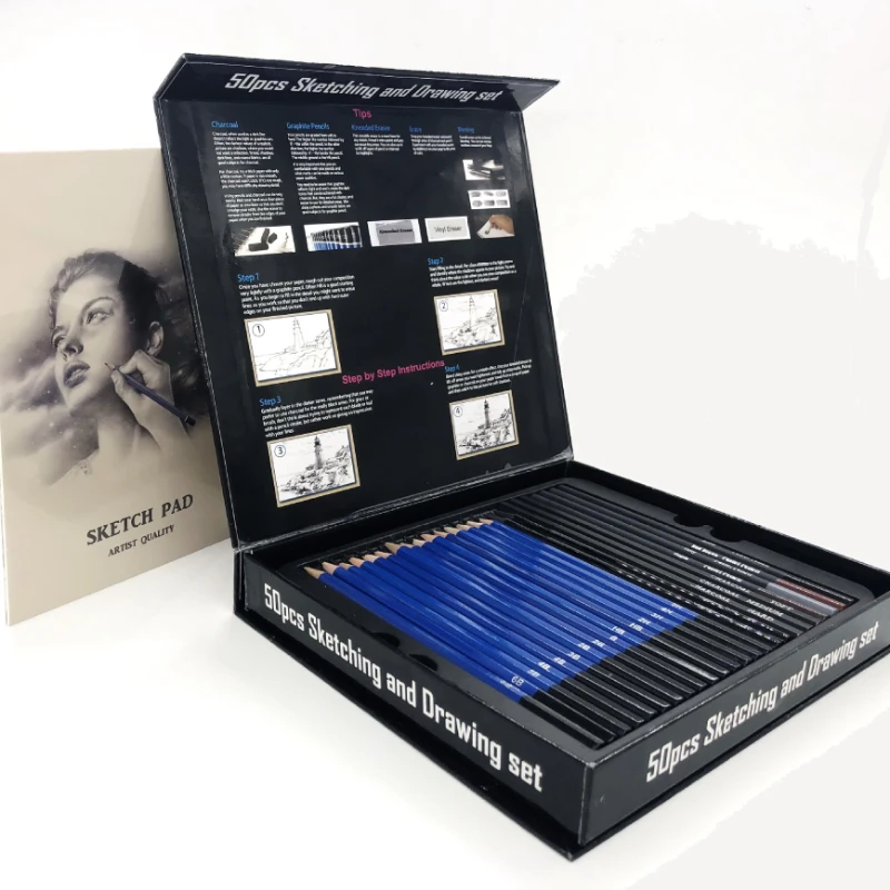 50 Pcs Sketching Pencil Set Wo - Sketching Charcoal Set review and price