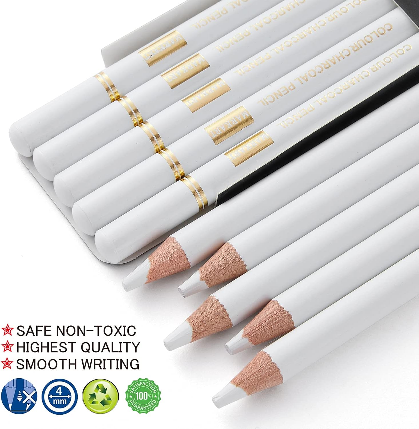 White Charcoal Pencils Set for - Sketching Charcoal Set review and price
