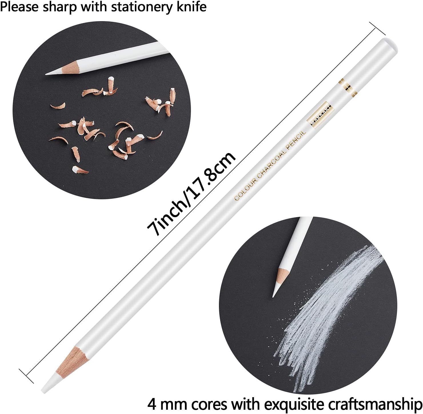 White Charcoal Pencils Set for - Sketching Charcoal Set review and price