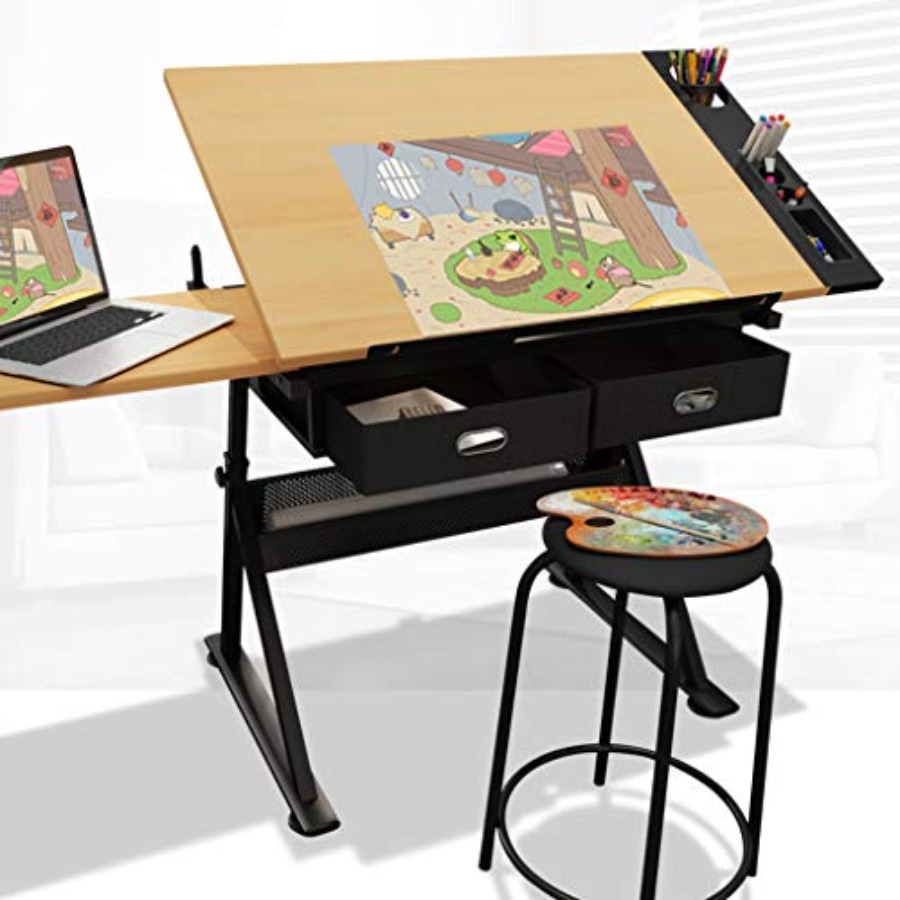 Drafting Table with Storage He - Art & Craft Kids Salon review and price