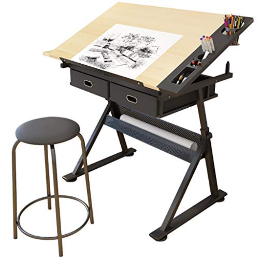 Drafting Table with Storage He - Art & Craft Kids Salon review and price