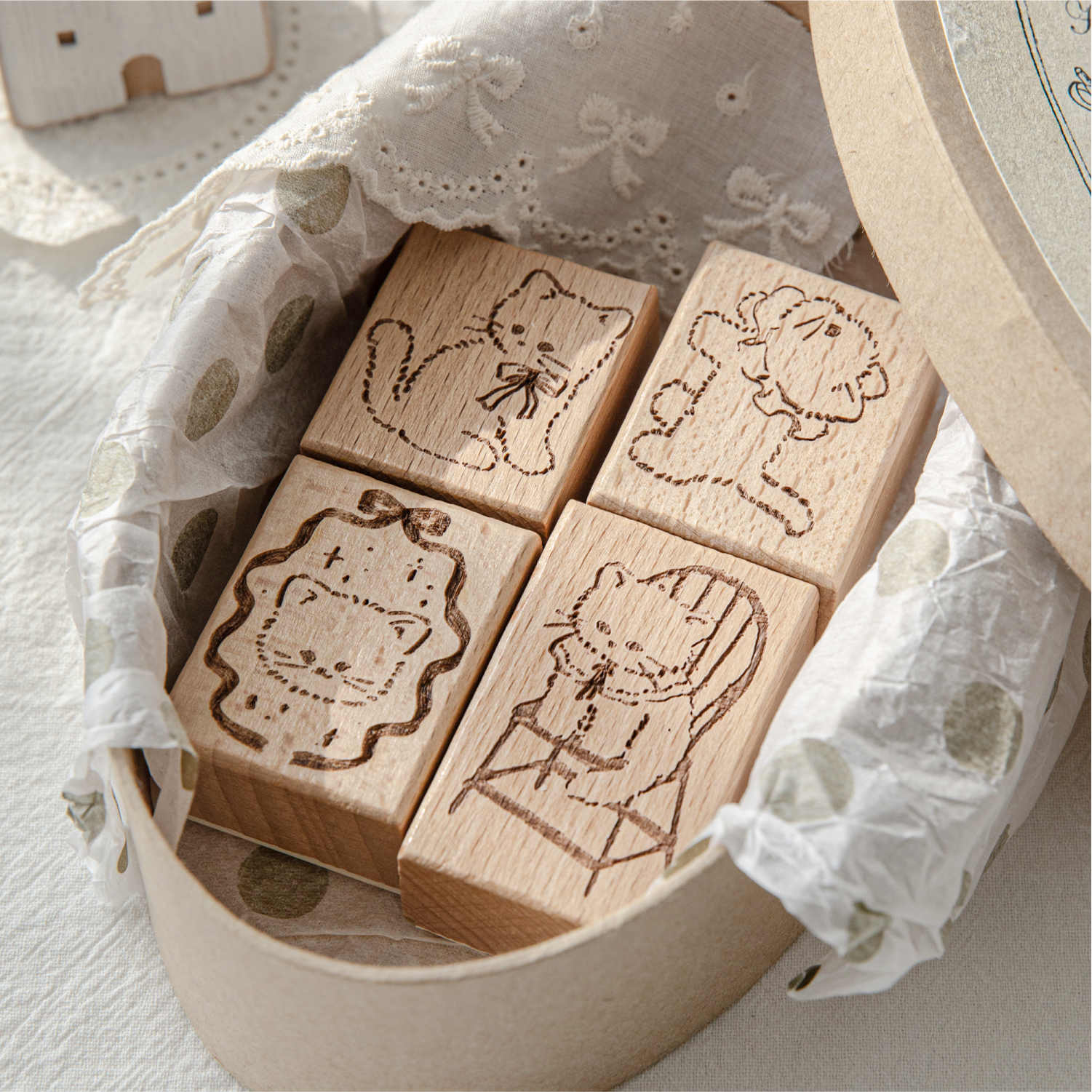 Cartoon Cute Cat Wood Stamp fo - Art Craft Activities review and price