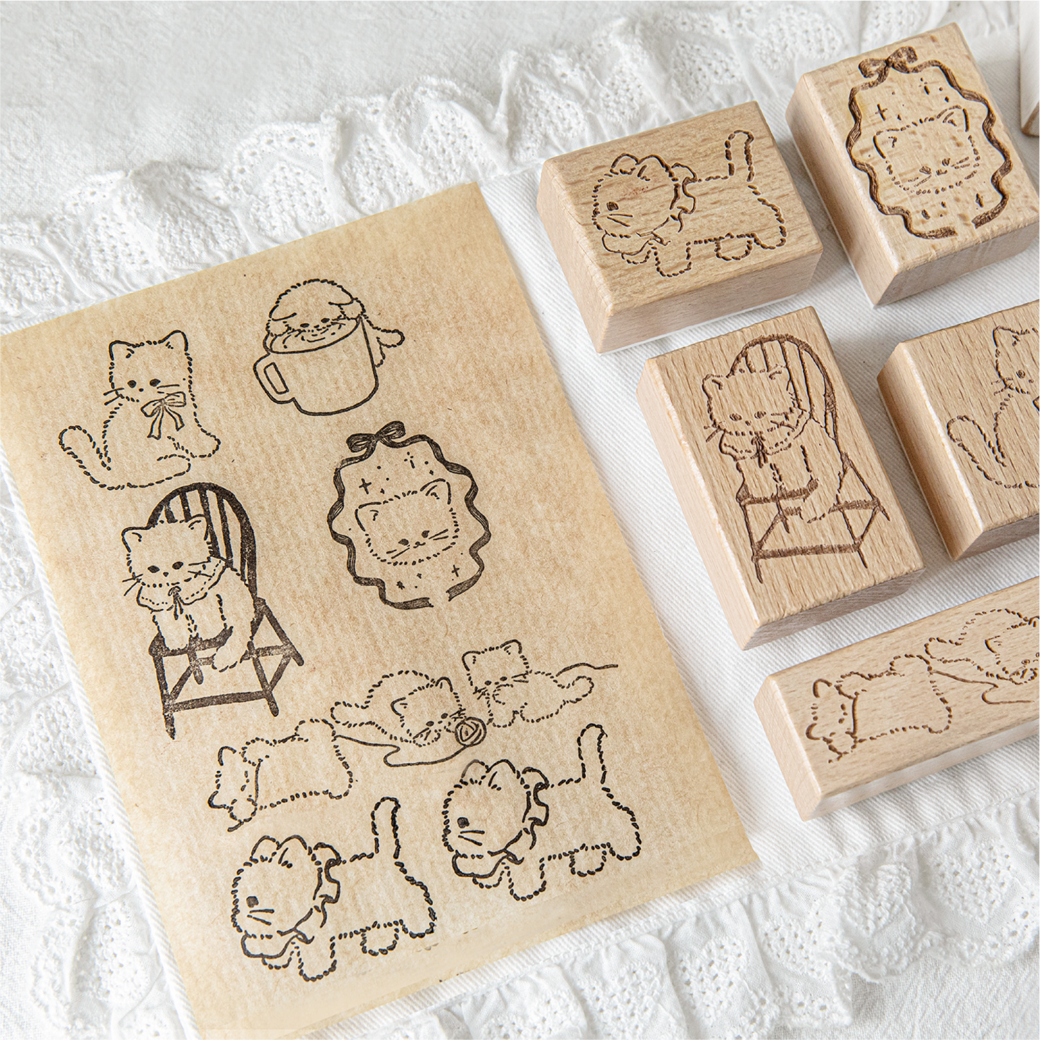 Cartoon Cute Cat Wood Stamp fo - Art Craft Activities review and price