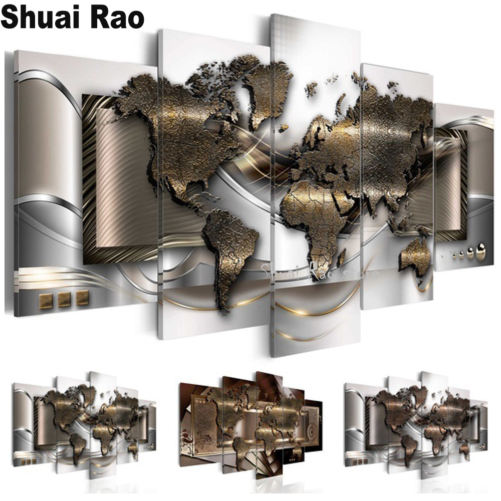 5 Panel World Map Modular Diam - Art And Craft Valentine review and price