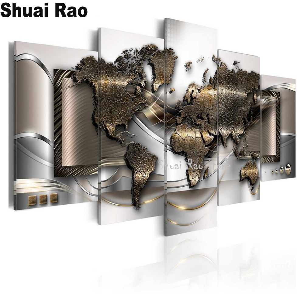 5 Panel World Map Modular Diam - Art And Craft Valentine review and price