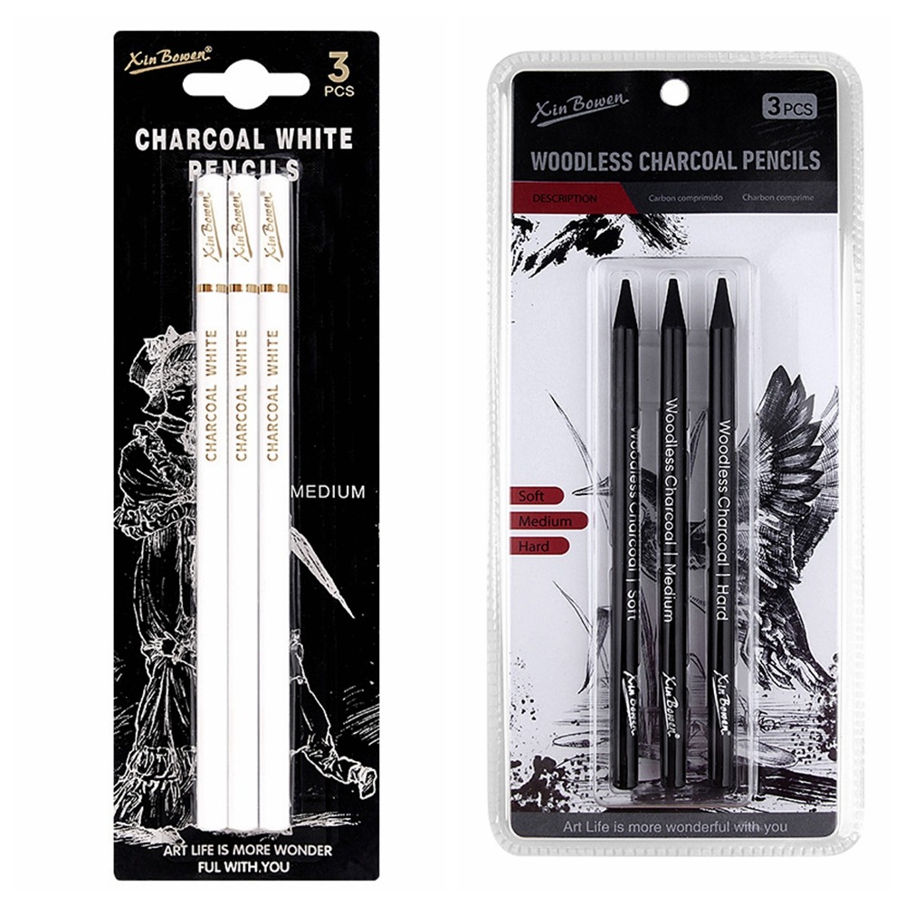 3Pcs Soft/Medium/Hard Charcoal - Sketching Charcoal Set review and price
