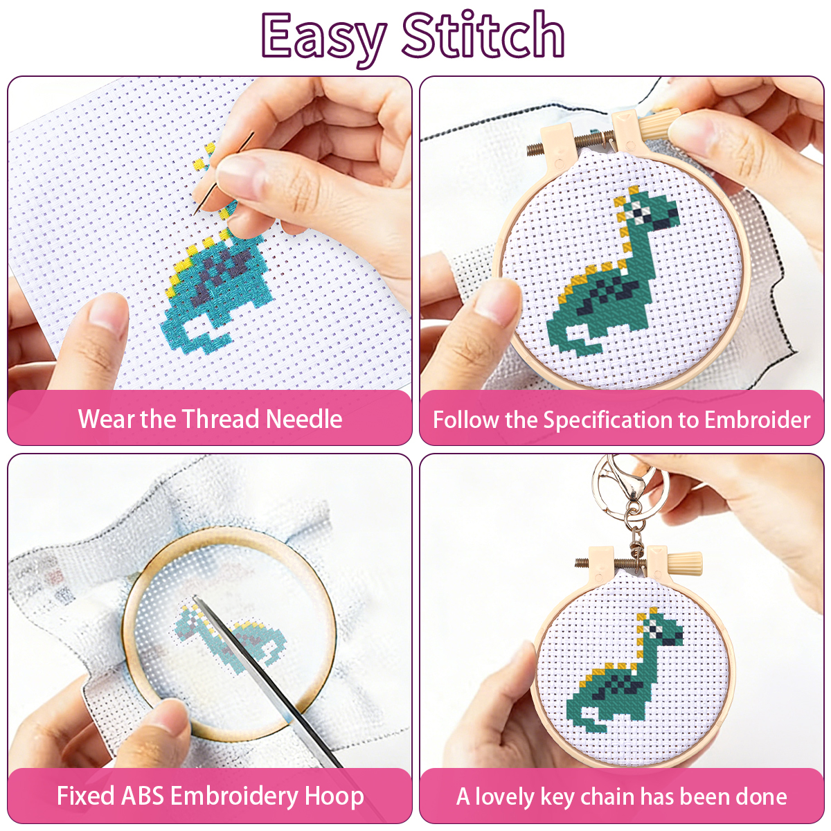 Easy Stitch Dinosaur Keychain  - Art Craft Dinosaurs review and price