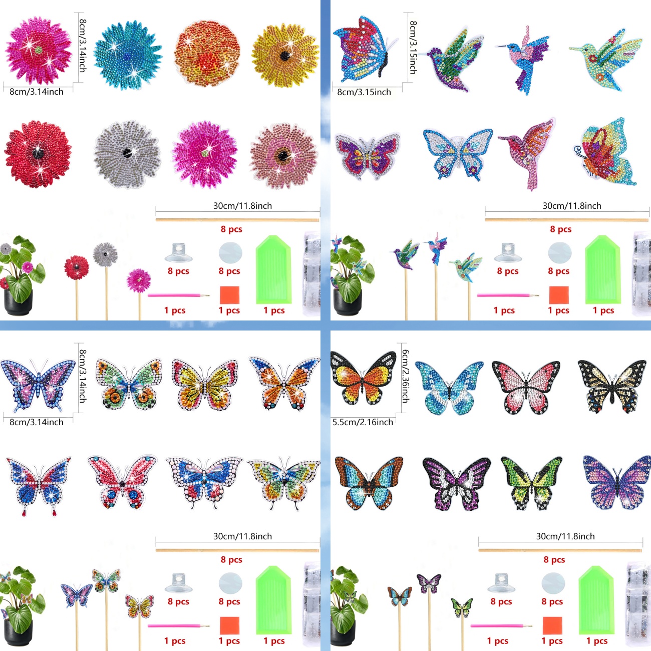 8 pieces of butterfly/flower/p - Art And Craft Valentine review and price